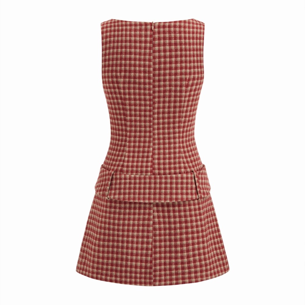 Cider Red and White Checkered Mini Dress
